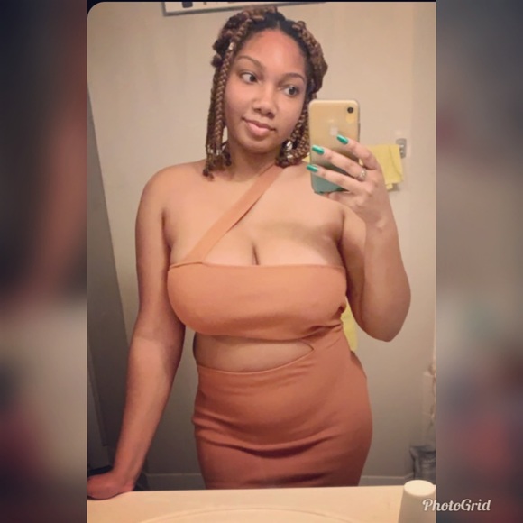 Cognac midi sweater dress - Picture 1 of 6